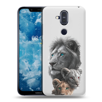 Пластиковый чехол на Nokia 8.1 с принтом Львы