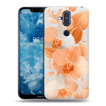 Пластиковый чехол на Nokia 8.1 с принтом Бежевые цветы