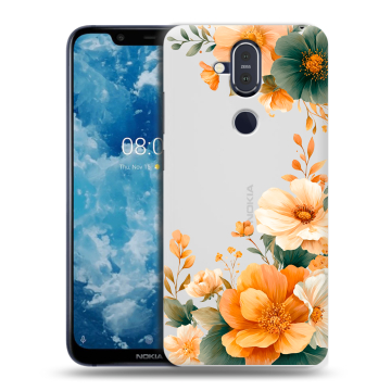 Пластиковый чехол на Nokia 8.1 с принтом Цветы принт