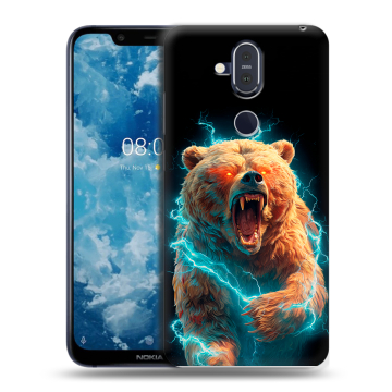 Пластиковый чехол на Nokia 8.1 с принтом Медведь