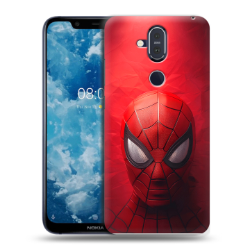 Пластиковый чехол на Nokia 8.1 с принтом Spiderman Человек паук Пластиковый чехол на Nokia 8.1 с принтом Spiderman Человек паук