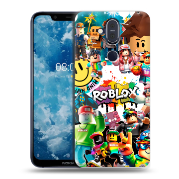 Пластиковый чехол на Nokia 8.1 с принтом Roblox Роблокс