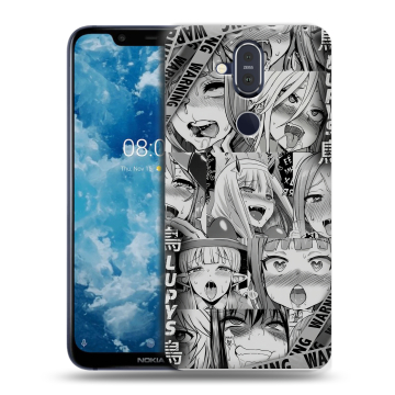 Пластиковый чехол на Nokia 8.1 с принтом Ahegao Ахегао Аниме