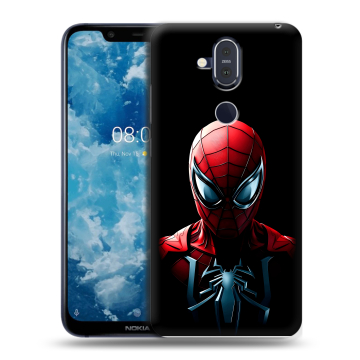 Пластиковый чехол на Nokia 8.1 с принтом Spiderman Человек паук Пластиковый чехол на Nokia 8.1 с принтом Spiderman Человек паук