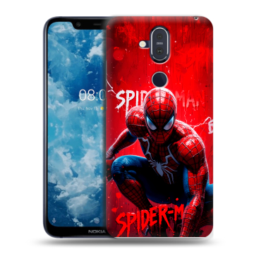 Пластиковый чехол на Nokia 8.1 с принтом Spiderman Человек паук