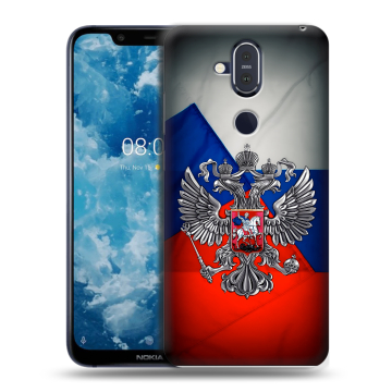 Пластиковый чехол на Nokia 8.1 с принтом Флаг России Пластиковый чехол на Nokia 8.1 с принтом Флаг России