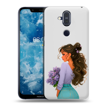 Пластиковый чехол на Nokia 8.1 с принтом девушка цветы