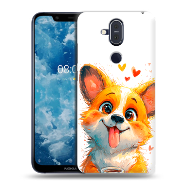 Пластиковый чехол на Nokia 8.1 с принтом корги Пластиковый чехол на Nokia 8.1 с принтом корги