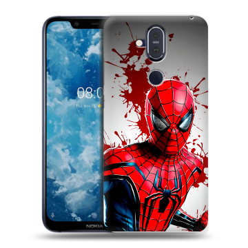Пластиковый чехол на Nokia 8.1 с принтом Spiderman Человек паук Пластиковый чехол на Nokia 8.1 с принтом Spiderman Человек паук