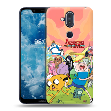 Пластиковый чехол на Nokia 8.1 с принтом Adventure time Время приключений