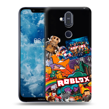 Пластиковый чехол на Nokia 8.1 с принтом Roblox Роблокс Пластиковый чехол на Nokia 8.1 с принтом Roblox Роблокс