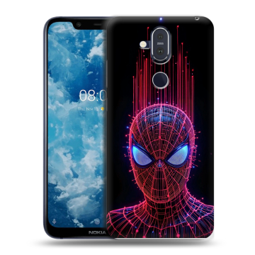 Пластиковый чехол на Nokia 8.1 с принтом Spiderman Человек паук Пластиковый чехол на Nokia 8.1 с принтом Spiderman Человек паук