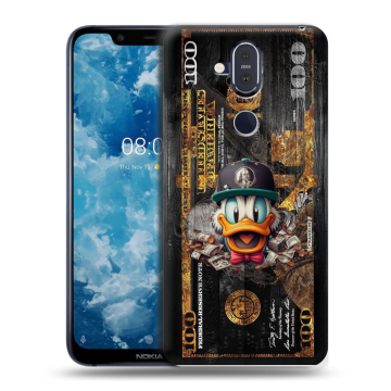 Пластиковый чехол на Nokia 8.1 с принтом Дональд Дак Доллар Пластиковый чехол на Nokia 8.1 с принтом Дональд Дак Доллар