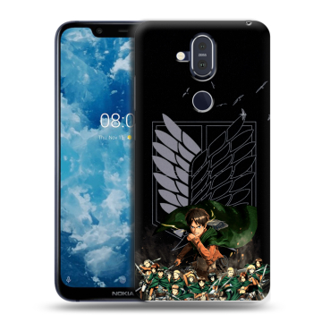Пластиковый чехол на Nokia 8.1 с принтом Атака титанов Пластиковый чехол на Nokia 8.1 с принтом Атака титанов