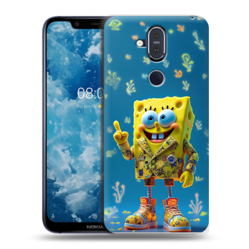 Пластиковый чехол на Nokia 8.1 с принтом Спанч боб Спанчбоб Пластиковый чехол на Nokia 8.1 с принтом Спанч боб Спанчбоб