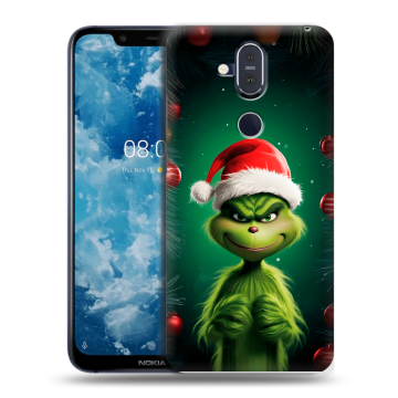Пластиковый чехол на Nokia 8.1 с принтом Гринч Новый год Рождество