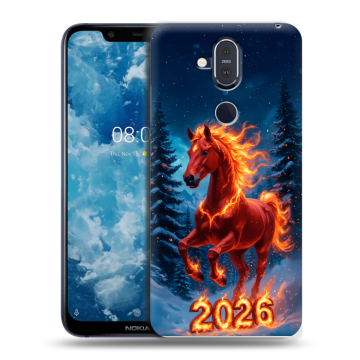 Пластиковый чехол на Nokia 8.1 с принтом Новый год коня