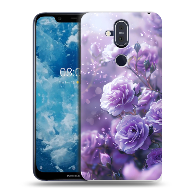 Пластиковый чехол на Nokia 8.1 с принтом Розы цветы Пластиковый чехол на Nokia 8.1 с принтом Розы цветы