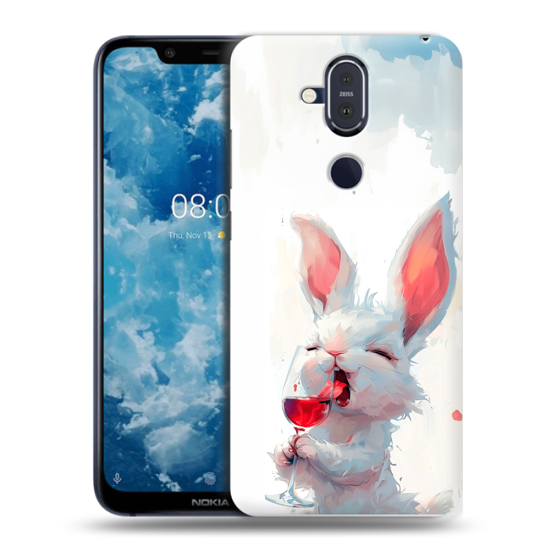 Пластиковый чехол на Nokia 8.1 с принтом кролик зайчик Пластиковый чехол на Nokia 8.1 с принтом кролик зайчик