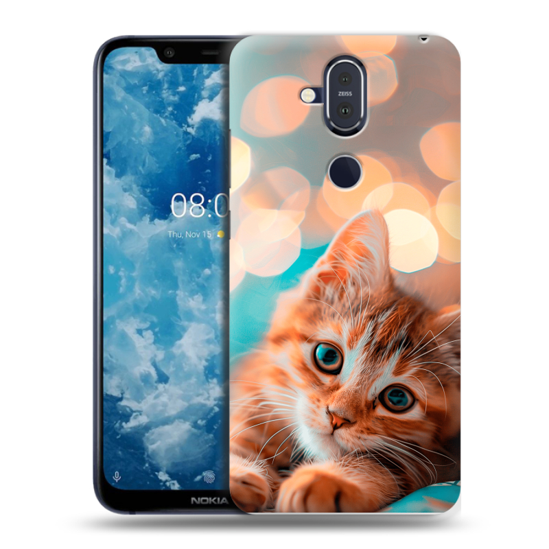 Пластиковый чехол на Nokia 8.1 с принтом котик Пластиковый чехол на Nokia 8.1 с принтом котик