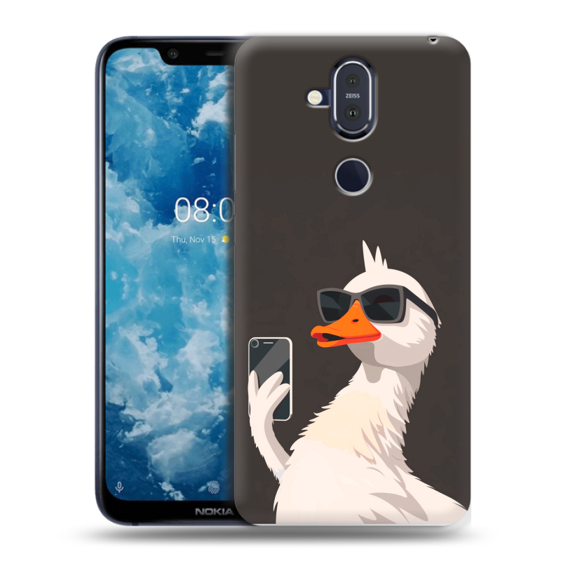 Пластиковый чехол на Nokia 8.1 с принтом утка в очках Пластиковый чехол на Nokia 8.1 с принтом утка в очках