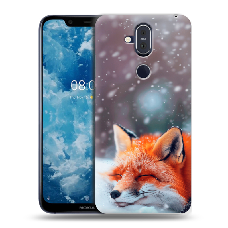 Пластиковый чехол на Nokia 8.1 с принтом лиса Пластиковый чехол на Nokia 8.1 с принтом лиса