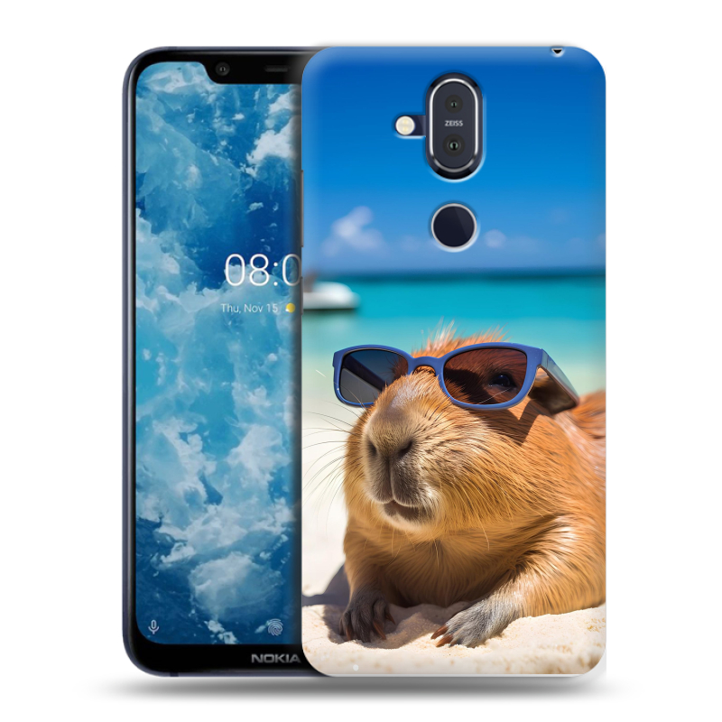Пластиковый чехол на Nokia 8.1 с принтом Капибара Пластиковый чехол на Nokia 8.1 с принтом Капибара