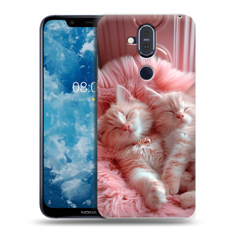 Пластиковый чехол на Nokia 8.1 с принтом котята котики Пластиковый чехол на Nokia 8.1 с принтом котята котики