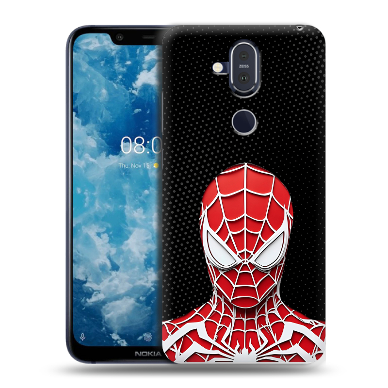 Пластиковый чехол на Nokia 8.1 с принтом человек паук spiderman Пластиковый чехол на Nokia 8.1 с принтом человек паук spiderman