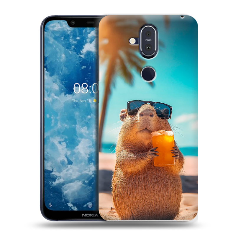Пластиковый чехол на Nokia 8.1 с принтом Капибара Пластиковый чехол на Nokia 8.1 с принтом Капибара
