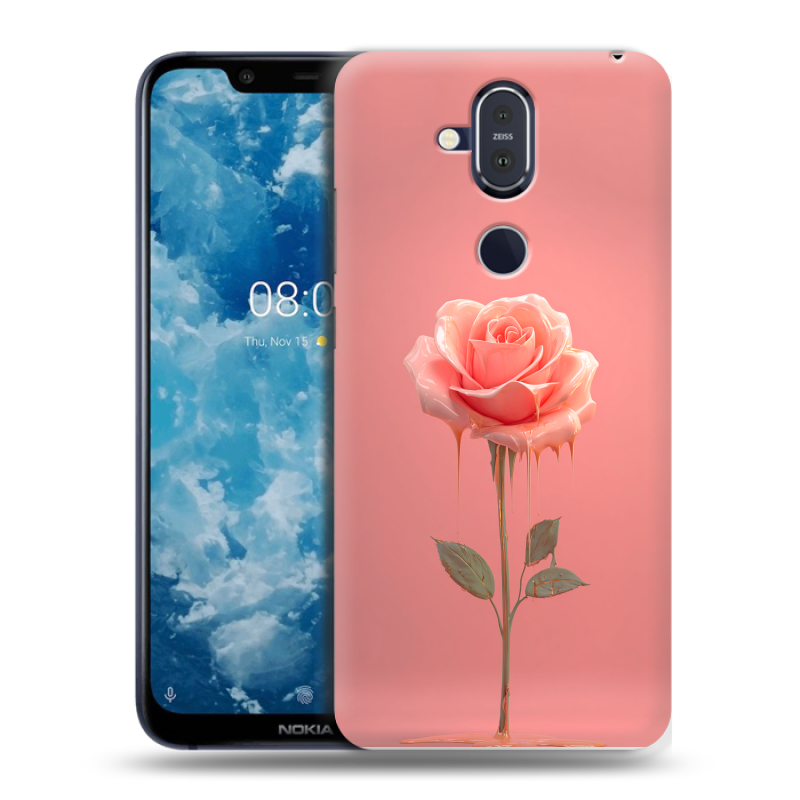 Пластиковый чехол на Nokia 8.1 с принтом Розовая роза Пластиковый чехол на Nokia 8.1 с принтом Розовая роза