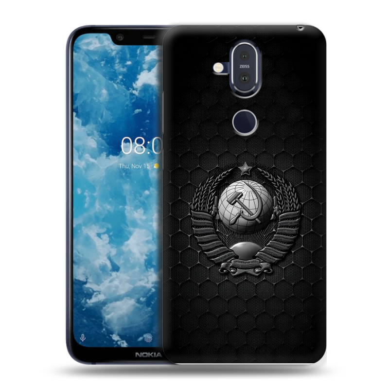 Пластиковый чехол на Nokia 8.1 с принтом Герб Флаг СССР Пластиковый чехол на Nokia 8.1 с принтом Герб Флаг СССР