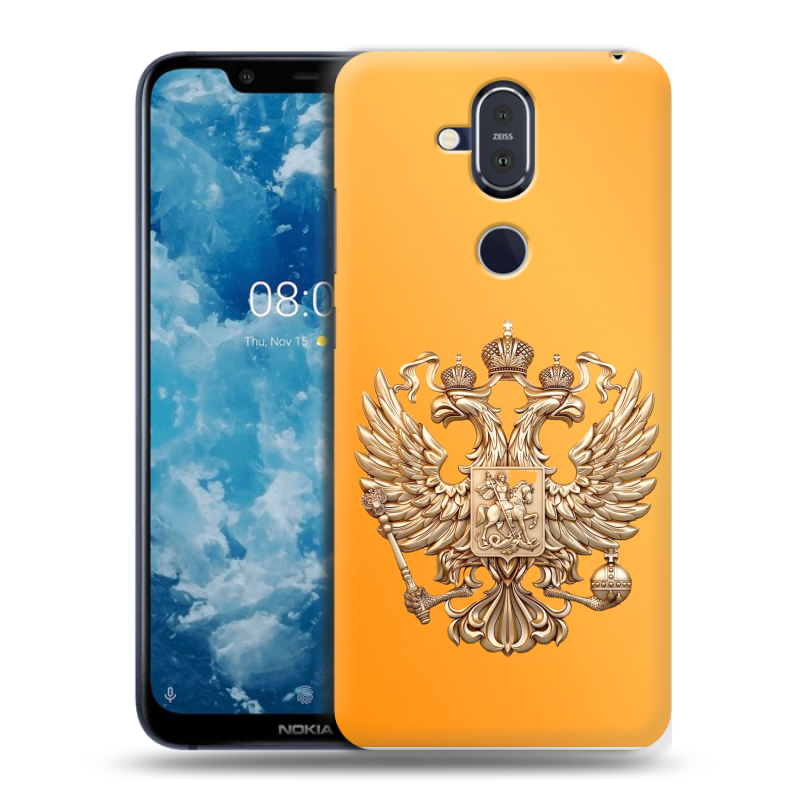 Пластиковый чехол на Nokia 8.1 с принтом Герб Флаг России Пластиковый чехол на Nokia 8.1 с принтом Герб Флаг России