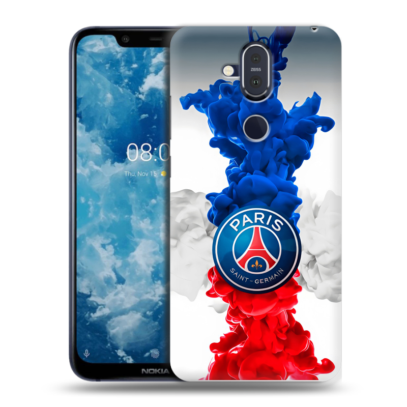 Пластиковый чехол на Nokia 8.1 с принтом PSG ПСЖ Пластиковый чехол на Nokia 8.1 с принтом PSG ПСЖ
