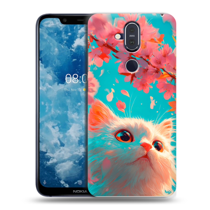Пластиковый чехол на Nokia 8.1 с принтом Красивый кот Пластиковый чехол на Nokia 8.1 с принтом Красивый кот