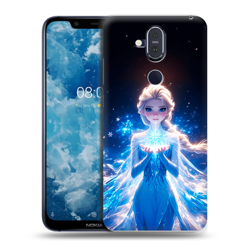 Пластиковый чехол на Nokia 8.1 с принтом Холодное сердце Frozen Пластиковый чехол на Nokia 8.1 с принтом Холодное сердце Frozen