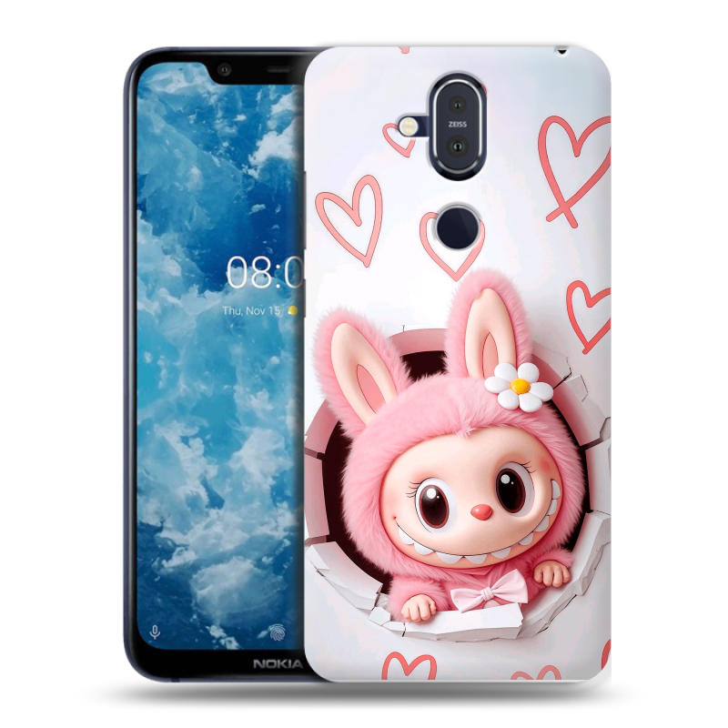 Пластиковый чехол на Nokia 8.1 с принтом Labubu Лабубу Пластиковый чехол на Nokia 8.1 с принтом Labubu Лабубу
