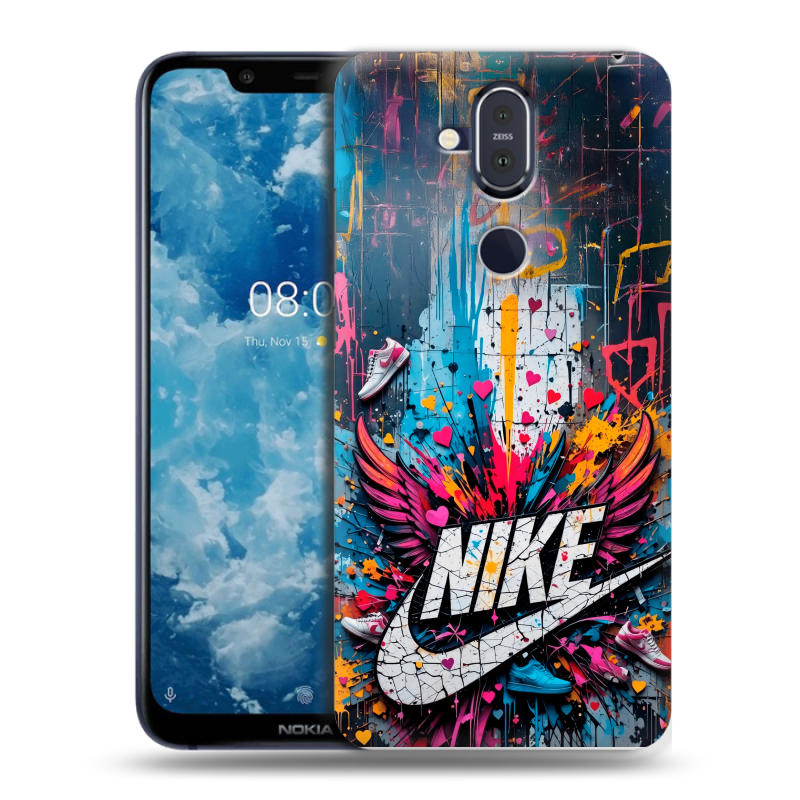 Пластиковый чехол на Nokia 8.1 с принтом Nike Найк Пластиковый чехол на Nokia 8.1 с принтом Nike Найк