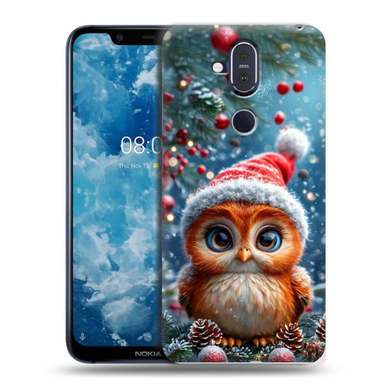 Пластиковый чехол на Nokia 8.1 с принтом Новый год Пластиковый чехол на Nokia 8.1 с принтом Новый год