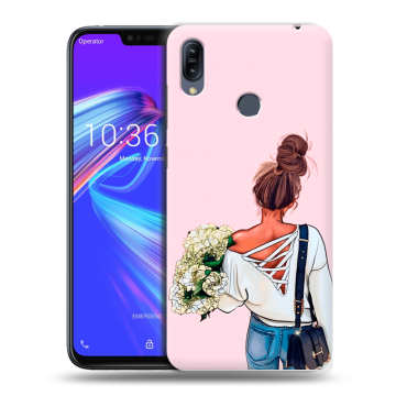 Силиконовый противоударный чехол на ASUS ZenFone Max M2 с принтом Девушка и букет Силиконовый противоударный чехол на ASUS ZenFone Max M2 с принтом Девушка и букет