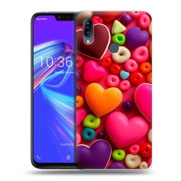 Силиконовый противоударный чехол на ASUS ZenFone Max M2 с принтом Сердечки Силиконовый противоударный чехол на ASUS ZenFone Max M2 с принтом Сердечки