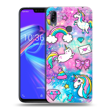 Силиконовый противоударный чехол на ASUS ZenFone Max M2 с принтом Единороги