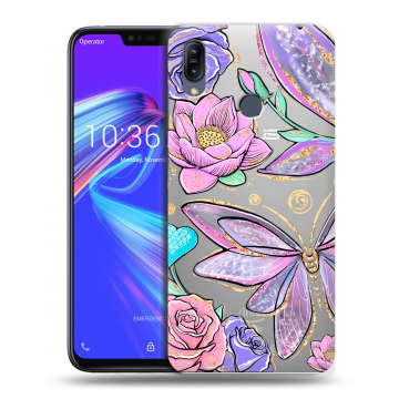 Силиконовый противоударный чехол на ASUS ZenFone Max M2 с принтом Бабочки и цветы