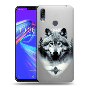 Силиконовый противоударный чехол на ASUS ZenFone Max M2 с принтом Волк в лесу