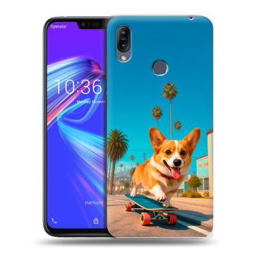 Силиконовый противоударный чехол на ASUS ZenFone Max M2 с принтом Корги на скейте Силиконовый противоударный чехол на ASUS ZenFone Max M2 с принтом Корги на скейте