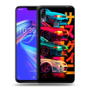 Силиконовый противоударный чехол на ASUS ZenFone Max M2 с принтом Гоночные машины
