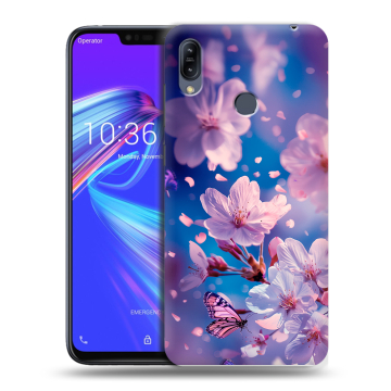 Силиконовый противоударный чехол на ASUS ZenFone Max M2 с принтом цветы бабочки