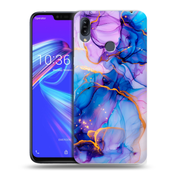 Силиконовый противоударный чехол на ASUS ZenFone Max M2 с принтом синий мрамор Силиконовый противоударный чехол на ASUS ZenFone Max M2 с принтом синий мрамор