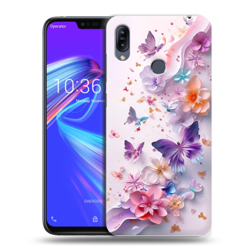 Силиконовый противоударный чехол на ASUS ZenFone Max M2 с принтом цветы бабочки