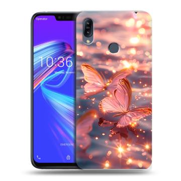 Силиконовый противоударный чехол на ASUS ZenFone Max M2 с принтом бабочки розовые Силиконовый противоударный чехол на ASUS ZenFone Max M2 с принтом бабочки розовые